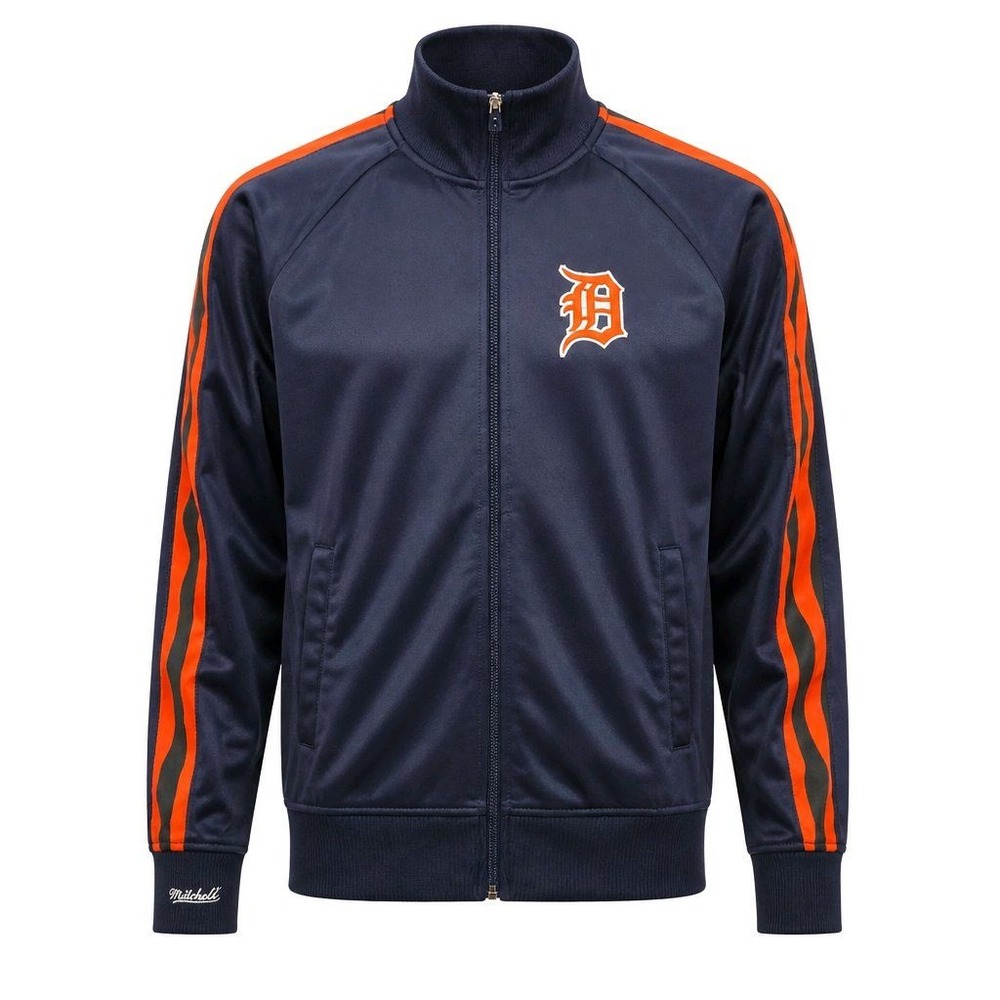 Mitchell & Ness Detroit Tigers MLB Track Jacket‎ Navy Orange Men's Medium